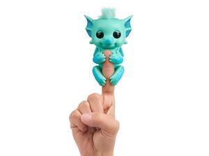 Fingerlings Glitter Dragon, Noa Green with Blue Interactive Baby Pet by WowWee