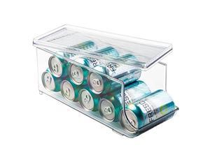 iDesign Plastic canned Food and Soda can Organizer with Lid for Refrigerator, Freezer, and Pantry for Organizing Tea, Pop, Beer, Water, BPA-Free, 13.75" x 5.75" x 5.75", clear