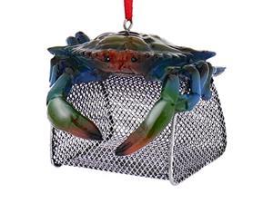 Kurt Adler Blue Crab With Wire Cage Ornament