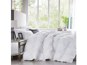 Luxurious Heavy King Size Goose Down Comforter Duvet Insert Classic Pinch Pleat Style 70 Oz Fill Weight 100 Egyptian Cotton Shell Pinch Pleat King White