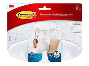 Command Bath Multi-Hook, 2-Water Resistant Strips, 5-Lb Capacity, Organize Damage-Free