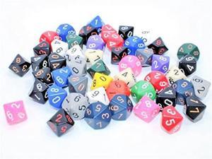 DND Dice Set-Chessex D&D Dice-16mm Assorted Opaque Plastic Polyhedral Dice Set-Dungeons and Dragons Dice Includes 50 Dice  D10