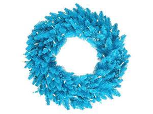Vickerman 36" Sky Blue Fir Artificial Christmas Wreath, Blue Dura-Lit LED lights. - Faux Fir Christmas Wreath - Indoor Seasonal Home Decor