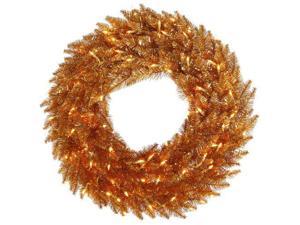Vickerman K167237LED 36 in. Copper Fir Wreath with 100 Warm White Dura LED Light