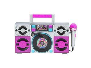LOL Surprise OMg Remix Karaoke Machine Sing Along Boombox with Real Karaoke Microphone for Kids Built in Music Flashing Lights Record Turntable with Sound Effects connect Device