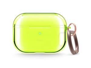 elago compatible with AirPods Pro case clear  High Rating TPU Transparent Shockproof Protective case cover with Keychain gel Tape Included Wireless charging Neon Yellow