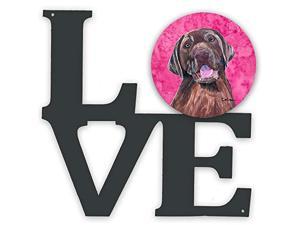 Carolines Treasures Pink Labrador Metal Artwork Love WallDecor Multicolor