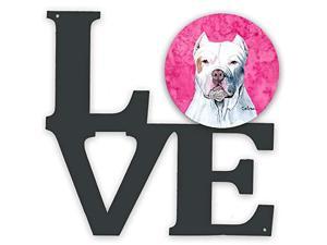 Carolines Treasures Pink Pit Bull Metal Artwork Love WallDecor Multicolor