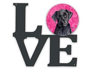 Carolines Treasures Pink Labrador Metal Artwork Love WallDecor Multicolor