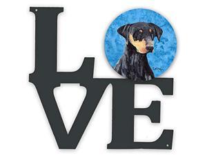 Carolines Treasures Blue Doberman Metal Artwork Love WallDecor Multicolor