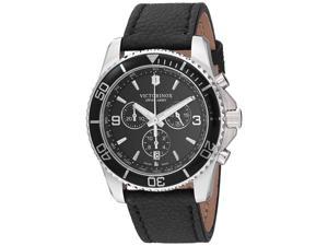 Victorinox Mens Stainless Steel Swiss Quartz Sport Watch with Leather Strap Black 216 Model 241864