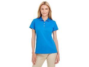 adidas A131 Womens Climalite Basic Pique Solid Polo Golf Shirt Shock Blue Whte XL