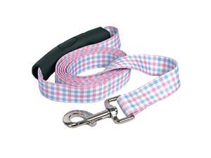 Yellow Dog Design Southern Dawg gingham Pink Blue Dog Leash with comfort grip Handle-Large-1 5 x 60