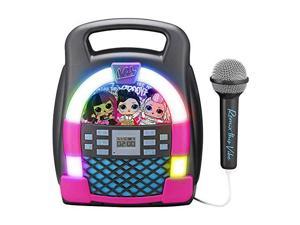 LOL Surprise Remix OMG Bluetooth Karaoke Machine MP3 Player Portable with LED Disco Light Show Store Hours of Music with Built in Memory Record Real Working Microphone USB Port