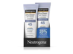 Neutrogena Ultra Sheer DryTouch Water Resistant and Nongreasy Sunscreen Lotion with Broad Spectrum SPF 45 3 fl oz Pack of 2