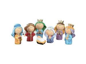 Cute Mini Christmas Nativity Set with Jesus Mary Joseph Wisemen Angel  7 Pieces