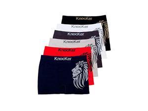 Knocker 6 pk Mens Seamless Athletic Compression Boxer Briefs Underwear One Size