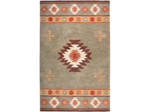 Rizzy Home Collection Wool Area Rug, 8 Round, Gray Blue/Rust/Burgundy/Tan/Khaki Southwest/Tribal