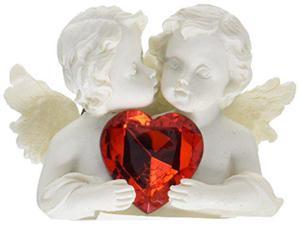 Furniture Creations Two In Love Cherub Angel Red Crystal Heart Figurine