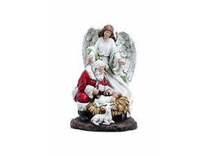 Napco Santa and Angel with Baby Jesus 95 Inch Resin Christmas Tabletop Figurine