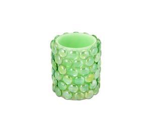 Melrose 4 Green Beaded LED Lighted Battery Operated Flameless Pillar Candle  Amber Flicker Flame