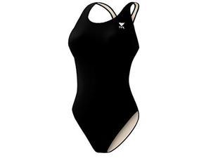 TYR Sport Womens Solid Maxback Swim Suit (Black, 42)