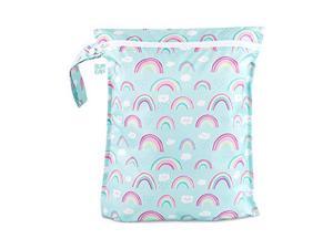Bumkins Waterproof Wet Bag, Washable, Reusable for Travel, Beach, Pool, Stroller, Diapers, Dirty Gym Clothes, Wet Swimsuits, Toiletries, 12x14  Rainbows