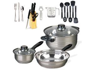 Gibson Home Ansonville 8Pc Stainless Steel Cookware Set in Rose