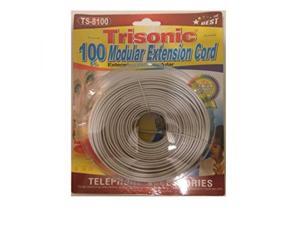 Trisonic Telephone Phone Extension Cord Cable Line Wire (100 Feet, White)