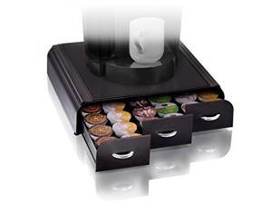 Mind Reader 'Anchor' Triple Drawer single serve coffee pod holder with free milk frother included, Black Mind Reader 'Anchor' Triple Drawer single serve coffee pod holder with free milk frother included, Black