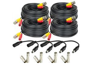 Amcrest 4-Pack 60 Feet Pre-Made All-in-One Siamese BNC Video and Power CCTV Security Camera Cable with Two Female Connectors for 960H & HD-CVI Camera and DVR (SCABLEHD60B-4pack) Amcrest 4-Pack 60 Feet Pre-Made All-in-One Siamese BNC Video and Power CCTV Security Camera Cable with Two Female Connectors for 960H & HD-CVI Camera and DVR (SCABLEHD60B-4pack)