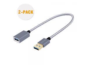 CableCreation [2-PACK] Short (1ft) USB3.0 Extension Cable, USB 3.0 A Male to Female Extender for Oculus VR, Playstation, Xbox, Keyboard, Printer, Scanner, Space Gray Aluminum