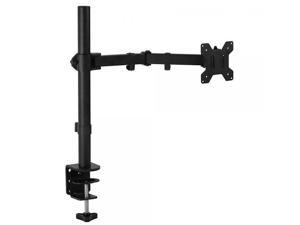 Mount-It! Monitor Arm Single LCD Monitor Desk Mount Stand Fully Adjustable Fits 20 21 23 24 27 30 32 Screens Height Adjustable Tilt Swivel Rotate, Clamp and Grommet Base