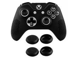 eXtremeRate Soft Anti-slip Silicone Controller Cover Skins Thumb Grips Caps Protective Case for Microsoft Xbox One X & One S Controller Black