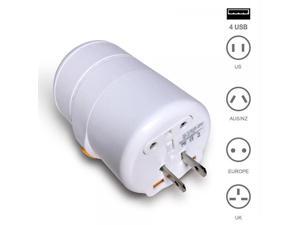 Twist All-In-One One Piece Design Ultra-portable 4A 4-port USB Charger Universal Travel Adapter with Twist-to-change Worldwide UK/US/AU/EU Plugs (White) Twist All-In-One One Piece Design Ultra-portable 4A 4-port USB Charger Universal Travel Adapter with Twist-to-change Worldwide UK/US/AU/EU Plugs (White)
