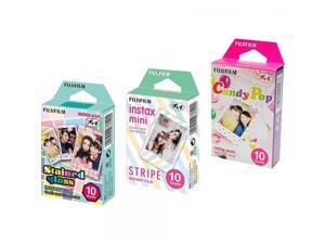 Fujifilm Instax Mini Instant Film 3 Pack Bundle (30 Sheets) with Stained Glass, Candy Pop & Stripe Instant Film Fujifilm Instax Mini Instant Film 3 Pack Bundle (30 Sheets) with Stained Glass, Candy Pop & Stripe Instant Film