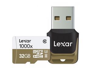 Lexar Professional 1000x microSDHC 32GB UHS-II/U3 (Up to 150MB/s Read) W/USB 3.0 Reader Flash Memory Card LSDMI32GCBNL1000R