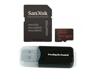 128GB Sandisk Micro SDXC Extreme 4K Samsung Galaxy Note 8, Note8, S8 Active, J7 Max, J3 Prime Memory Card for Android Phone MicroSD TF Flash 128G Class 10 with Everything But Stromboli Card Reader