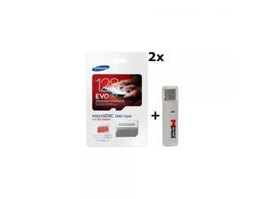 Samsung MicroSD XC Class 10 UHS-1 80mb/s 128GB SD Memory Card, with Adapter, Bundle with USB 2.0 MemoryMarket Dual Slot card Reader Samsung MicroSD XC Class 10 UHS-1 80mb/s 128GB SD Memory Card, with Adapter, Bundle with USB 2.0 MemoryMarket Dual Slot card Reader