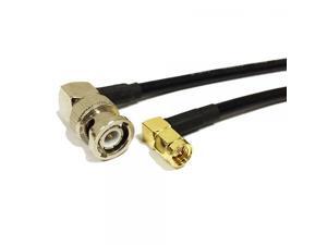 SMA male right angle 90-degree to BNC male right angle 90-degree RF coax cable RG58 50cm 20inch