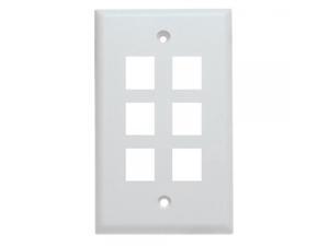 Shaxon BM303WP6-B, 6 Port Single Gang White Keystone Wall Plate