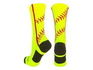 MadSportsStuff Softball Socks with Stitches in Crew Length (Neon Yellow/Red, Medium) MadSportsStuff Softball Socks with Stitches in Crew Length (Neon Yellow/Red, Medium)