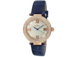 peugeot women's 'luxury 14k rose gold plated blue leather dress' quartz blue leather dress watch model: 3046bl