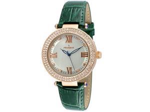 peugeot women's 'luxury 14k rose gold plated green leather dress' quartz green leather dress watch model: 3046gr