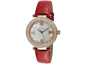 peugeot women's 'luxury 14k rose gold plated red leather dress' quartz red leather dress watch model: 3046rd