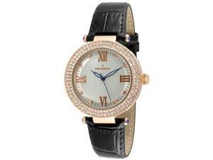 peugeot women's 'luxury 14k rose gold plated black leather dress' quartz black leather dress watch model: 3046bk