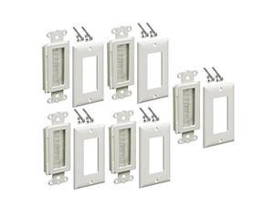 imbaprice brushed wall plate  decora style cable pass through insert for wires wall socket plug port/hdtv/hdmi/home theater systems and more pack of 5  white