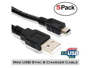 saitech it 5 pack usb 2.0 a to mini 5 pin b cable for external hdds/camera/card readers 11.5 feet