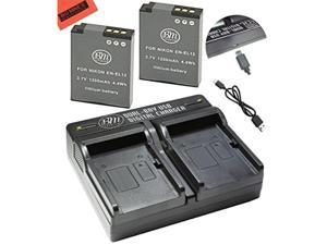 BM Premium 2 EN-EL12 Batteries & Dual Charger for Nikon KeyMission 170, KeyMission 360, Coolpix W300, A900, AW100, AW110, AW120, AW130, S9050, S9200, S9300, S9400, S9500, S9700, S9900, P330, P340