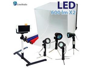 limostudio 24" folding photo box tent led light table top photography studio kit, agg1071